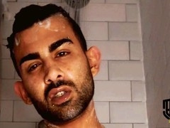 Muscular stud enjoys solo session while showcasing his massive manhood