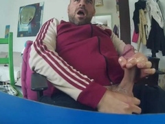 Ginormous-Man rod Teddy Tugging on Cam