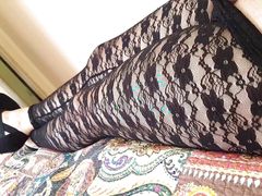 Black Lacy Footless Tights