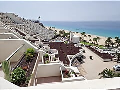 Huge Open Air CUMMING in Slow Motion! Naked and naughty on a hotel terrasse again!