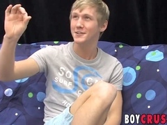 Hayden Chandler drives himself wild, teasing his tight rear until he releases a satisfying load