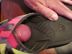 Fuck wifes colored shoe with huge cumshot