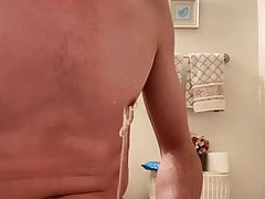 Self-Pee and Play before shower (Pee Fetish)