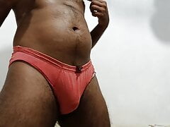 Hot Indian Man Red Underwear and Cock