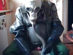 Rubber suit wank