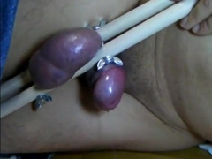 Testicle torture Cumshot very painful ballbusting 3