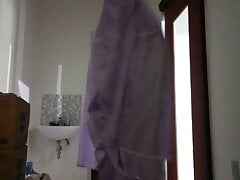 Cum Pleasure with satin purple mukena