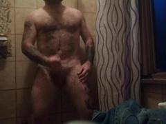 Muscle bull liking bathroom time