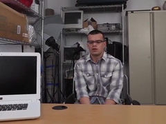 A poor white dude with glasses sucks black dick and gets it in his ass