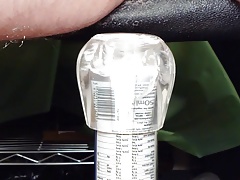 Thick glass jar.
