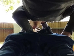 Inhaling hetero stud in the woods