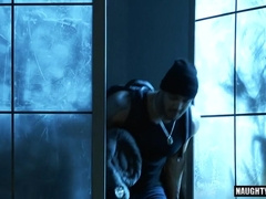 Muscle homosexual buttfuck and cum-shot