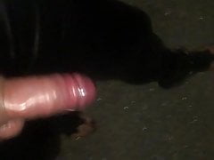 Outdoor in Latexcatsuit & Clear Heels Analplug & Cockrings
