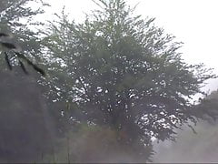WANK OUTDOOR UNDER HAIL OF COLD STORM