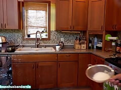 Horny husband cooking Japanese food butt ass naked for you