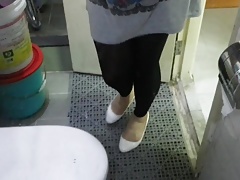 White Patent Pumps with Black Leggings Teaser