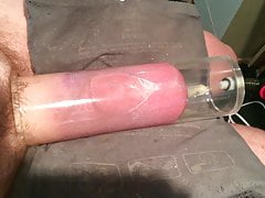 Cylinder pumping my cock and balls