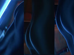 Showing off my hot tight ass and legs on shiny bodysuit and my super high heels.