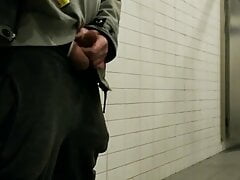 German boy Risk Wank in public toilet and cum