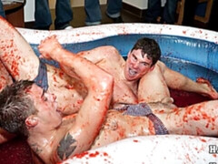 Jelly wrestling leads to hardcore gay aciton