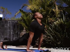 Sexy tattooed stud Danny Gunn gets a private ass stretching session with Timmarrie