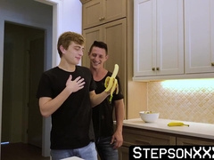 Training my blonde stepson Jesse Bolton on how to deepthroat using my girthy cock 2