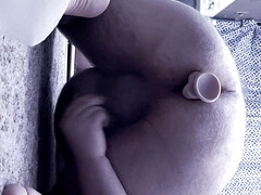 Chubby gay guy fills his ass with dildo