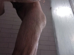Unshaved hunk nutting a thick huge geyser in the douche