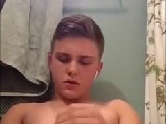 Cute little twink jerks off and cums 8