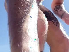 Come to the Sea I Caress My Body on a Nude Beach with Oil to Make It Even More Delicious I Love to Sunbathe Naked
