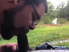 Bearded Cub Deep Throats Black Shaft Outdoor