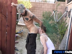 Lil' Man Stacked by his Bearded Parent Outside his Car