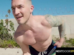 Muscular Dude Rails Tattooed Up Jock At The Gym - NextDoorBuddies
