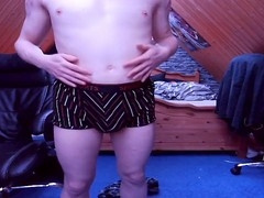 First-time striptease followed by a handjob while parents are home