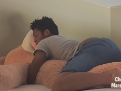 Gay black boy, gay twink, humping teddy bear