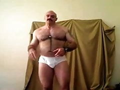 Mustache cop striptease