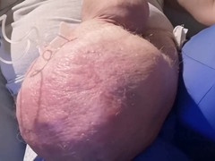 Kinky gay daddy with a monster cock and underwear plays with gay slave