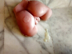 John fuck a fake pussy and cums all over the floor