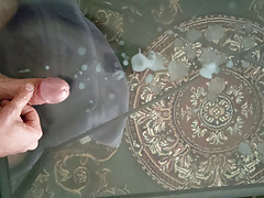 POV Blowing my load onto the glass table