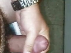 cumshot in office restroom