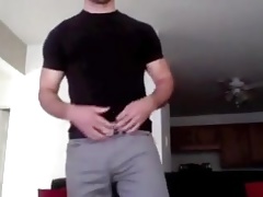 A striptease - a hot body and a nice cumshot in glass