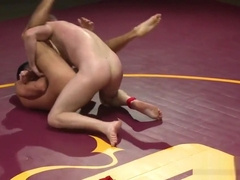 Assfucked wrestling hunk spills cum