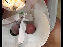 Various cock abuse with candlewax piss vacuum bondage