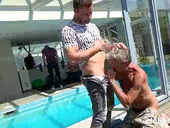 Old Frank Sucking a youngster while the men are witnessing