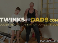 Big muscular daddy Max Bourne makes his skinny twink lover Dominik Black orgasm