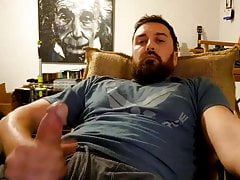 Bearded Muscle Daddy Cums on TShirt