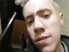 Faggot walking home after doing his duty
