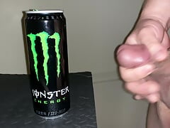 Small Penis Shooting a Load And Pissing On An Empty Monster s Drink Can