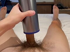 Big Load to the toy with vibrator