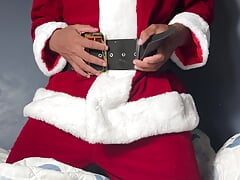 Santa Stroking Out A Moaning Cumshot With Cock Rings On